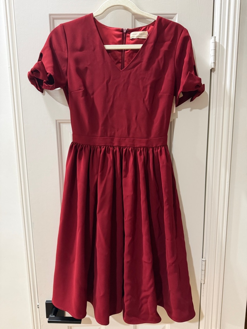 Rachel Parcell Burgundy V-Neck Fit-and-Flare Dress